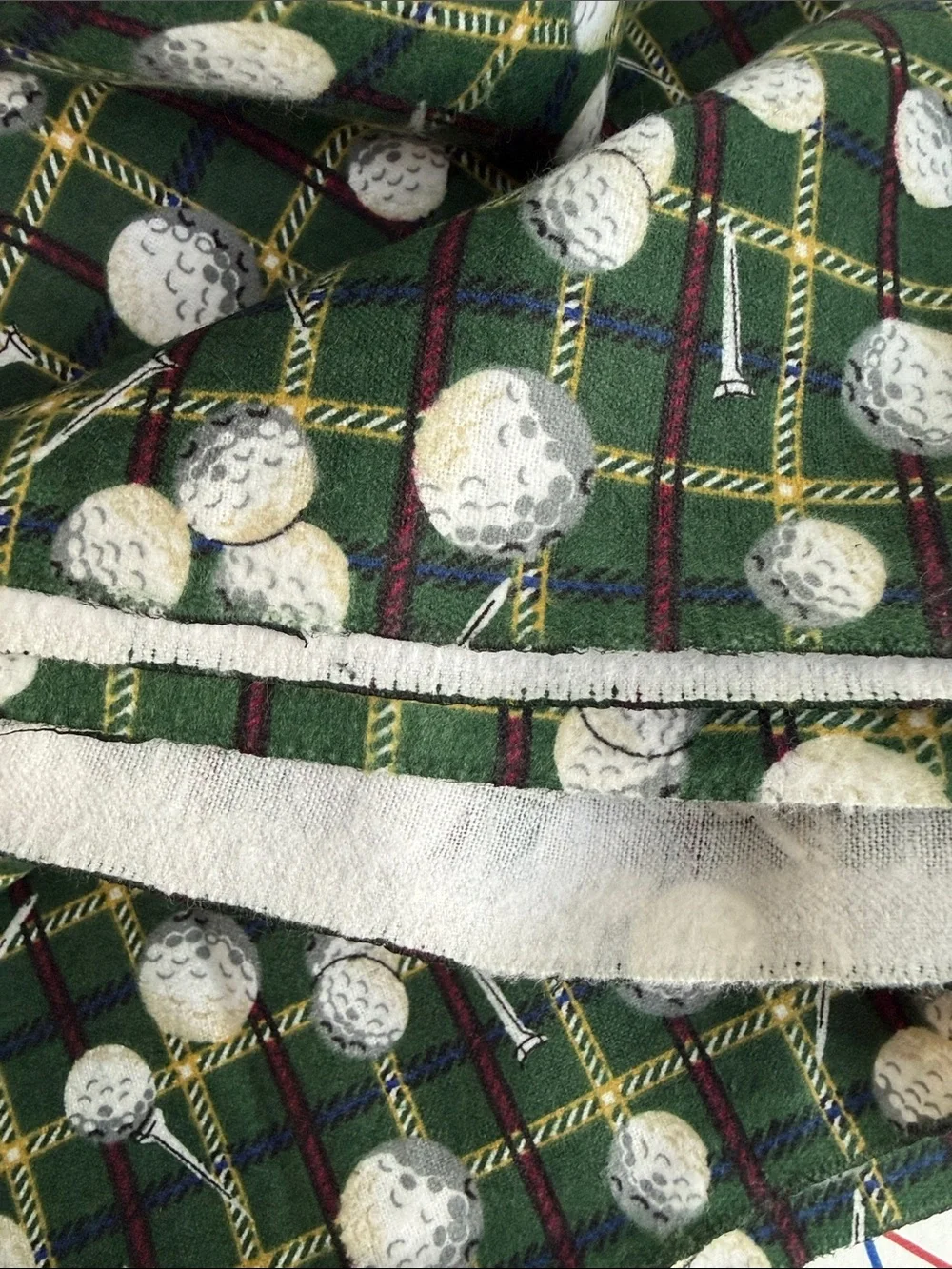 Vintage David Textiles Golf Ball Tartan Flannel Fabric 3 Yards 44” Cotton